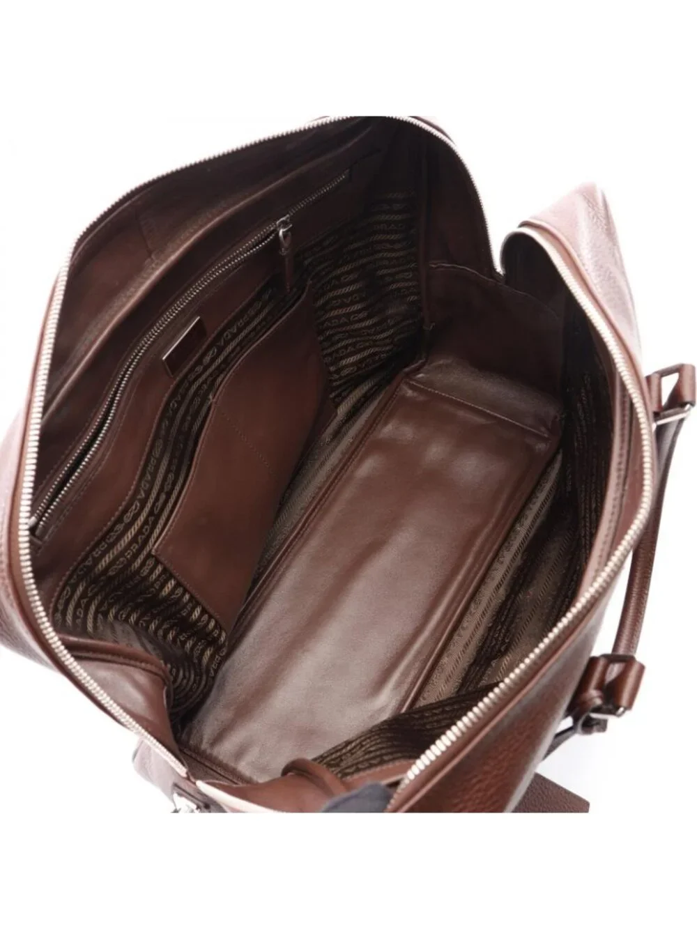Prada Business Bag VIT.DAINO Brown Leather Triangle Logo